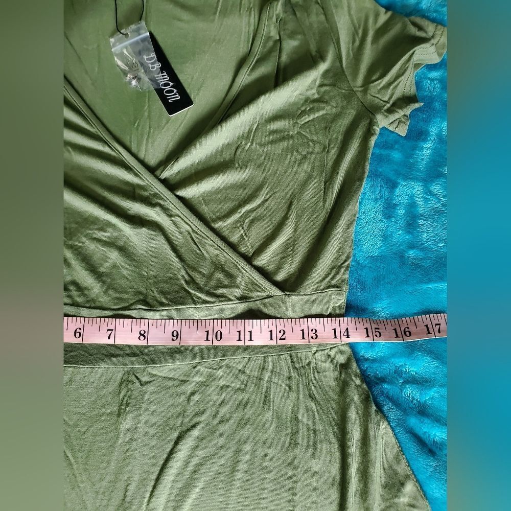 NWT DB MOON Women's Deep V Neck Short Sleeve Casual Wrap Dress W/ Pocket - Picture 3 of 7